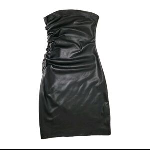 Susana Monaco Black Faux Leather Strapless Mini Dress Size M.  # B12